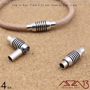 Rodyum Kaplamalı Yivli Mıknatıslı Kilit (Klips) - 4 mm Yuvalı 22x9 mm / 1 Adet
