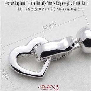 Rodyum Kaplama-1.1x2.2 cm-Kolye veya Bileklik Kiliti / 1 Adet