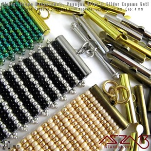 Şampanya Altın, Rodyum ve Siyah Rodaj Kaplama - Pirinç, Papağan Kilitli  20 mm Slider Kapama Seti / 1 Adet