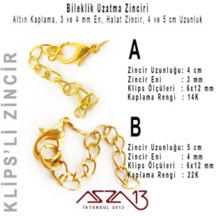 Kolye veya Bileklik Uzatma Zinciri / Paket İçeriği 1 Adet