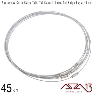 Paslanmaz Çelik 45 cm Klipsli Kolye Teli