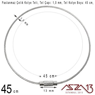 Paslanmaz Çelik 45 cm Klipsli Kolye Teli