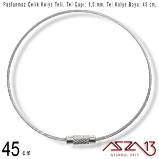 Paslanmaz Çelik 45 cm Klipsli Kolye Teli