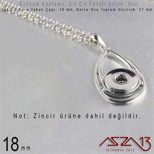 Rodyum Kaplama - 18 mm Çıt Çıt Yuvalı - Klipsli Kolye Ucu