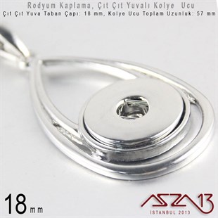 Rodyum Kaplama - 18 mm Çıt Çıt Yuvalı - Klipsli Kolye Ucu