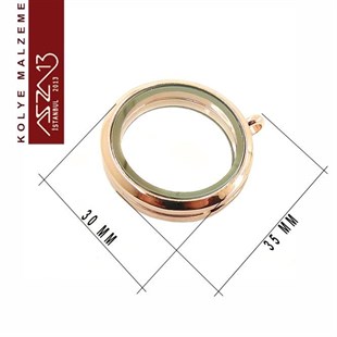 Rose Altın Kapl. Yuvarlak Şekilli Mıknatıs Kilitli Kolye Ucu (Locket Pendant)