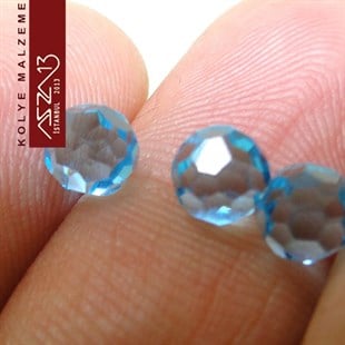 Locket Malzemesi Kristal Aquamarin Küre Taş 5 mm / Paket İçeriği 5 Adet