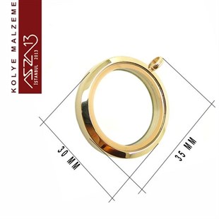 Rose Altın Kapl. Yuvarlak Şekilli Mıknatıs Kilitli Kolye Ucu (Locket Pendant)