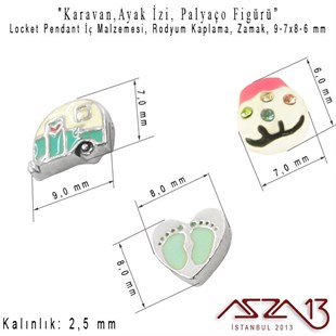 Locket Malzemesi 3lü Ayak İzi-Karavan-Palyaço 7-9x6-8 mm