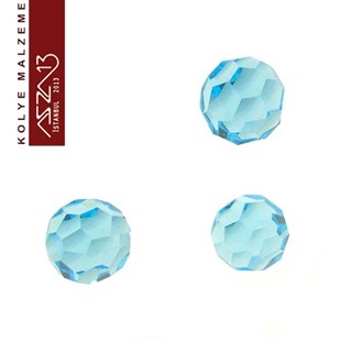 Locket Malzemesi Kristal Aquamarin Küre Taş 5 mm / Paket İçeriği 5 Adet