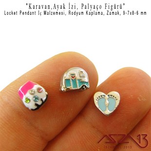 Locket Malzemesi 3lü Ayak İzi-Karavan-Palyaço 7-9x6-8 mm