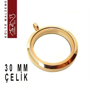 Rose Altın Kapl. Yuvarlak Şekilli Mıknatıs Kilitli Kolye Ucu (Locket Pendant)
