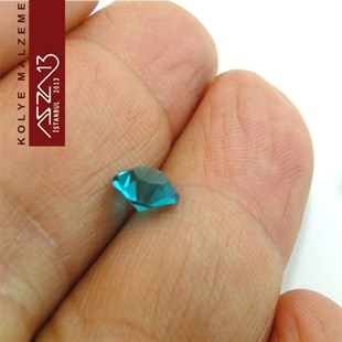 Locket Malzemesi Blue Zirkon Taş 6x4 mm / Paket İçeriği 3 Adet
