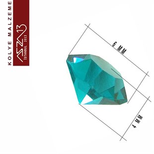 Locket Malzemesi Blue Zirkon Taş 6x4 mm / Paket İçeriği 3 Adet