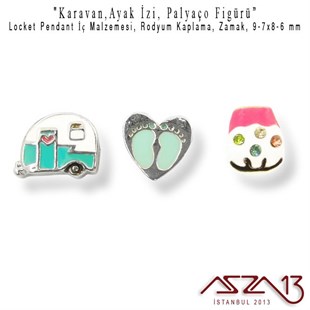 Locket Malzemesi 3lü Ayak İzi-Karavan-Palyaço 7-9x6-8 mm