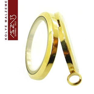 Altın Kapl. Yuvarlak Şekilli Mıknatıs Kilitli Kolye Ucu (Locket Pendant)