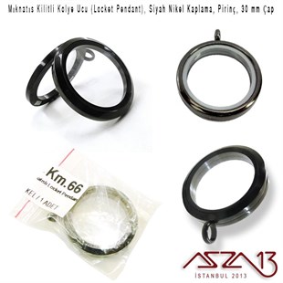 30 mm Siyah Nikel, Yuvarlak, Mıknatıs Kilitli Kolye Ucu (Locket Pendant)