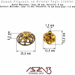 12 ve 20 mm - Zamak ve Kristal - Renkli - Ara ve Sallantı Malzeme / 1 Paket