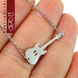 316 L Çelik Gitar Figürlü Kolye (Zincir Boyu 45 cm)