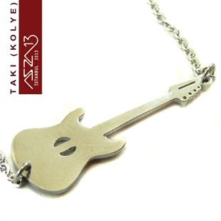 316 L Çelik Gitar Figürlü Kolye (Zincir Boyu 45 cm)