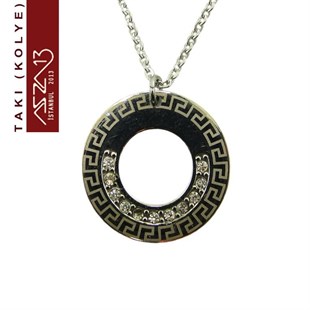 316 L Çelik Kristal Taşlı Donut Kolye (Zincir Boyu 45 cm)