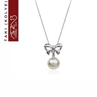 Platinyum Kaplama  İnci Kolye (Zincir Boyu 40+5 cm)