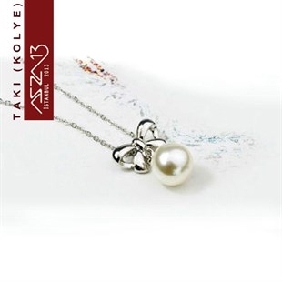 Platinyum Kaplama  İnci Kolye (Zincir Boyu 40+5 cm)