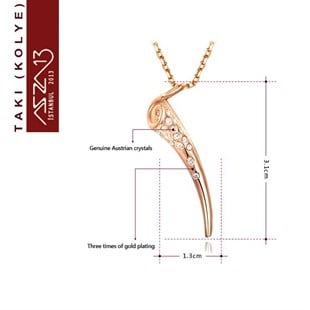 Rose Altın Kaplama Kristal Taşlı Fildişi Kolye (Zincir Boyu 45+5 cm)