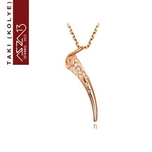Rose Altın Kaplama Kristal Taşlı Fildişi Kolye (Zincir Boyu 45+5 cm)