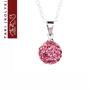 Rose Kristal 12 mm Şambala Top Kolye (Zincir Boyu 45 cm)