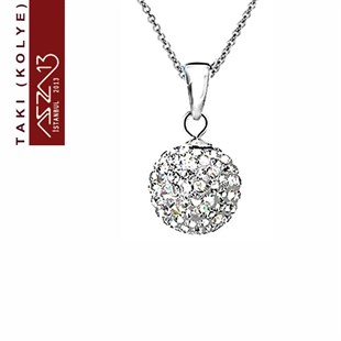 Şeffaf Kristal 10 mm Şambala Top Kolye (Zincir Boyu 45 cm)
