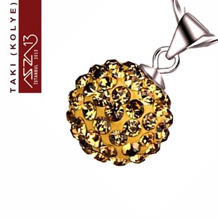 Topaz Kristal 10 mm Şambala Top Kolye (Zincir Boyu 45 cm)