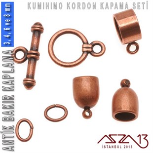 Antik Bakır Kaplamalı, 3,4,6 ve 8 mm Kapsül-Klips Kapama Seti