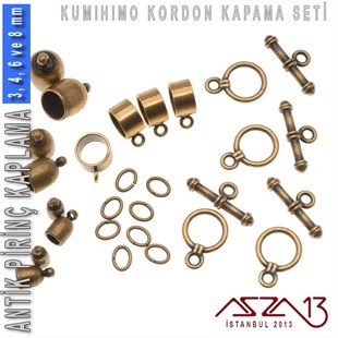 Antik Pirinç Kaplamalı, 3,4,6 ve 8 mm Kapsül-Klips Kapama Seti