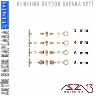 Antik Bakır Kaplamalı, 3,4,6 ve 8 mm Kapsül-Klips Kapama Seti