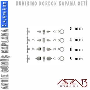 Antik Gümüş Kaplamalı, 3,4,6 ve 8 mm Kapsül-Klips Kapama Seti