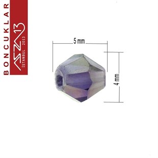 4x4 mm - Kristal - Efektli Gece Mavisi - Bikon (Piramit) Boncuk / 115 Adet