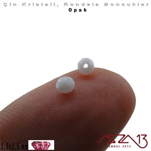 Opak - 2,5x3,5 mm - Süt Beyaz - Kristal Rondela Boncuk / 150 Adet