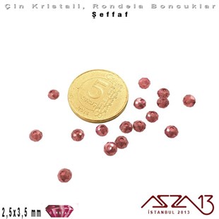 Şeffaf - 2,5x3,5 mm - Efektli Amethyst - Kristal Rondela Boncuk / 150 Adet