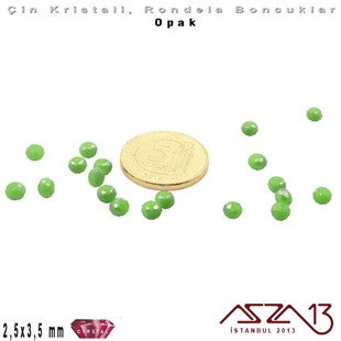 Opak - 2,5x3,5 mm - Çimen Yeşil - Kristal Rondela Boncuk / 150 Adet
