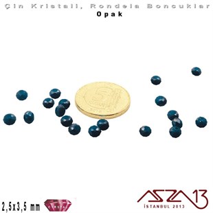 Opak - 2,5x3,5 mm - Petrol Mavi - Kristal Rondela Boncuk / 150 Adet