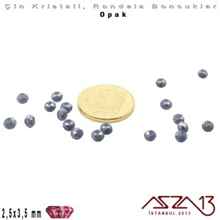 Opak - 2,5x3,5 mm - Koyu Gri - Kristal Rondela Boncuk / 150 Adet