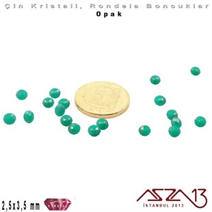 Opak - 2,5x3,5 mm - Turkuaz Yeşil - Kristal Rondela Boncuk / 150 Adet