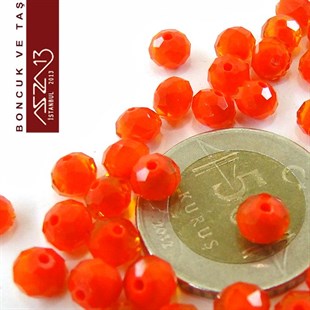 5x6 mm - Kristal - Yarı Opak Turuncu - Rondela Boncuk / 100 Adet