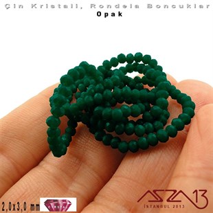 Opak - 2x3 mm - Çağla Yeşil - Kristal Rondela Boncuk / 200 Adet