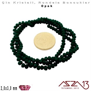 Opak - 2x3 mm - Neft Mavi - Kristal Rondela Boncuk / 200 Adet
