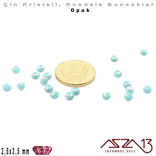 Opak - 2,5x3,5 mm - Buz Yeşil - Kristal Rondela Boncuk / 150 Adet