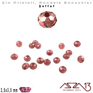 Şeffaf - 2,5x3,5 mm - Efektli Amethyst - Kristal Rondela Boncuk / 150 Adet