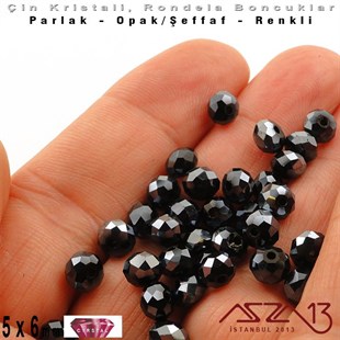 5x6 mm - Kristal - Efektli Antrasit - Rondela Boncuk / 100 Adet