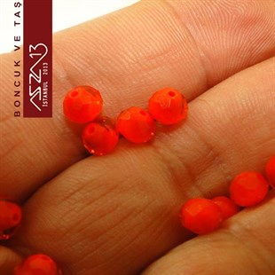 5x6 mm - Kristal - Yarı Opak Turuncu - Rondela Boncuk / 100 Adet